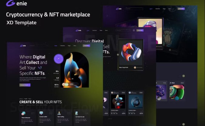 19个加密货币和NFT市场主题UI素材包(XD)