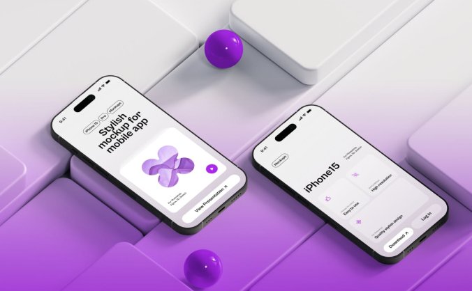 3D特效背景iPhone 15模型PSD素材模型包