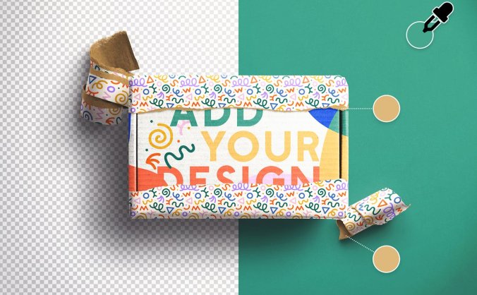 逼真的礼品盒撕裂PSD样机素材