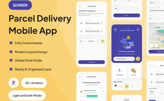 35个包裹快递移动UI界面素材包