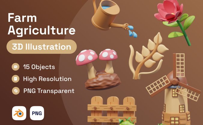 15个农场农业主题3D图标素材包