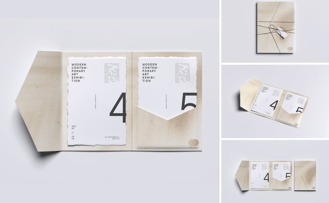 A4尺寸文件夹传单PSD样机素材包