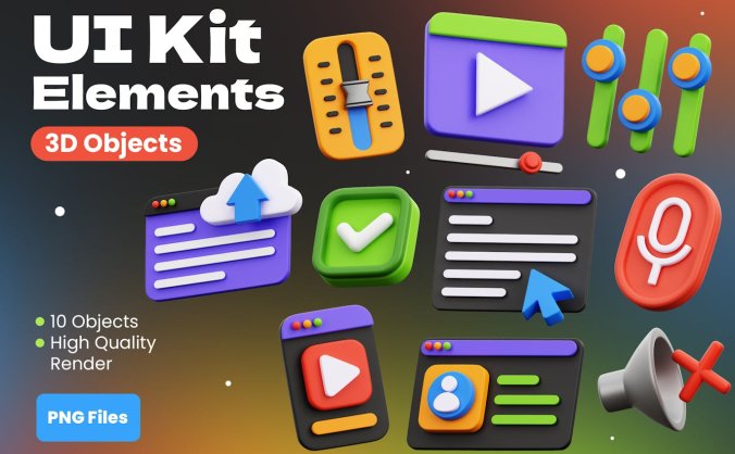 10个互联网通用3D元素素材图片包