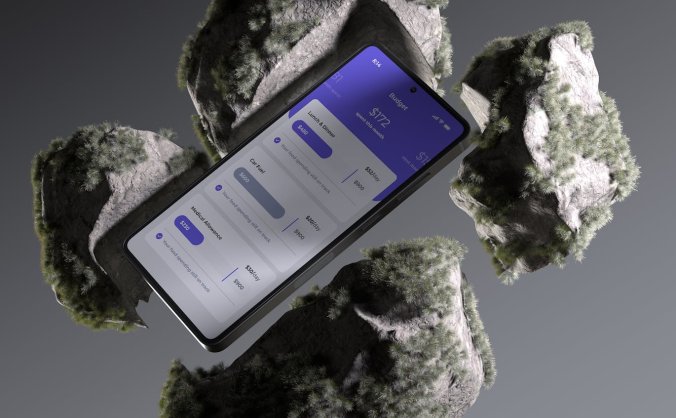 逼真深色背景手机PSD样机素材包