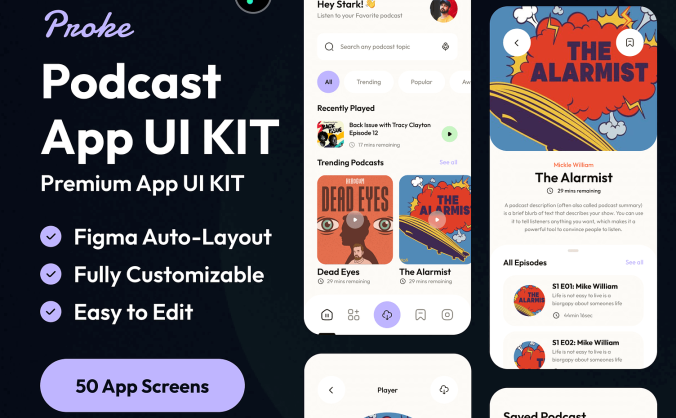 25个黑白双色调客主题APP UI界面素材包(Figma)
