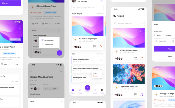 30个色彩绚丽的项目管理主题APP UI界面素材包