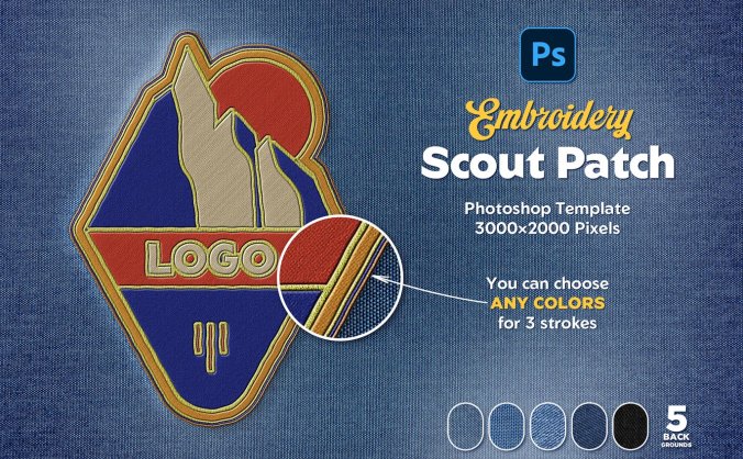 刺绣补丁PSD样机素材包