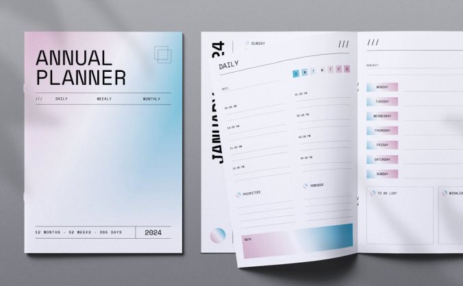 绚丽简洁的2024 年年度工作学习生活计划模板册