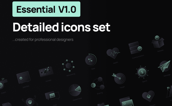 68个设计详细的暗黑科技风格图标素材包
