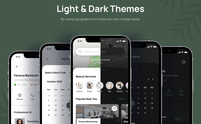 80个绿色优雅留白多的美妆护理主题APP UI界面素材包