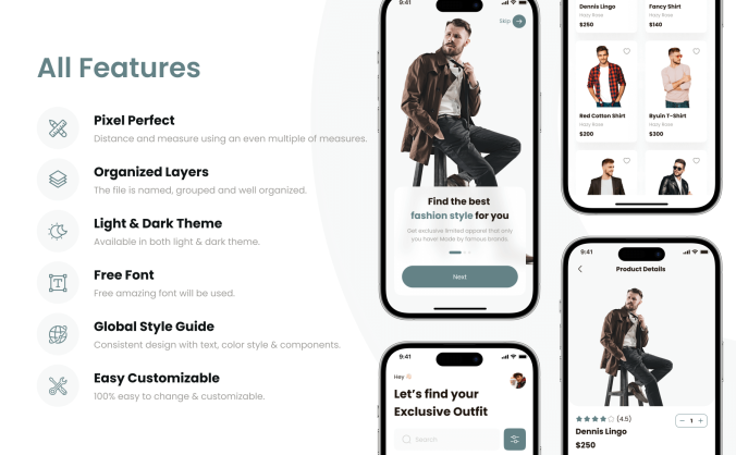 60个高级墨绿色调购物主题APP UI界面素材工具包