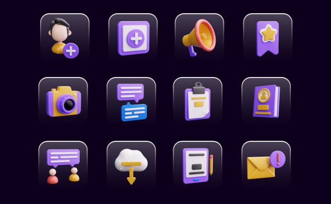 25个通信和社交媒体主题3D模型素材包