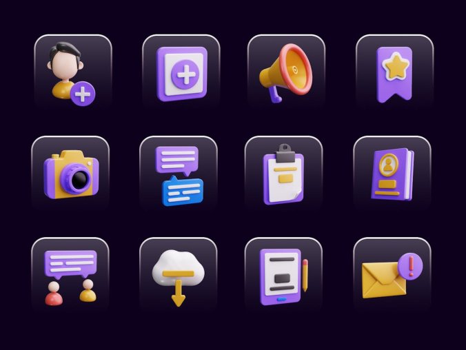 25个通信和社交媒体主题3D模型素材包