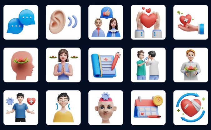 医生医疗康复保健主题3D图标素材包