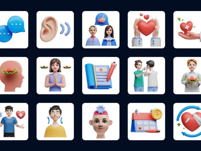 医生医疗康复保健主题3D图标素材包