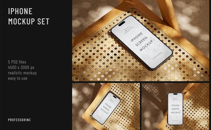 iPhone 15 Pro手机样机PSD素材包
