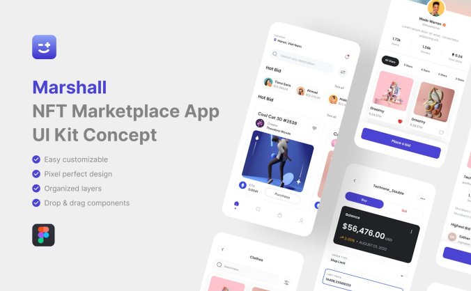 白色NFT市场应用APP UI KIT素材包