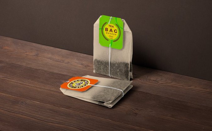 多种角度逼真的茶袋PSD样机素材包