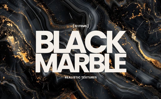 12个黑金大理石纹理图片素材包