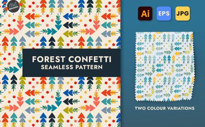 可爱有趣的森林五彩纸屑矢量背景素材