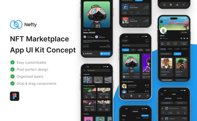 NFT市场应用 APP UI Kit素材包