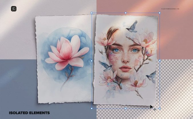 两张A4花边纸PSD样机素材包