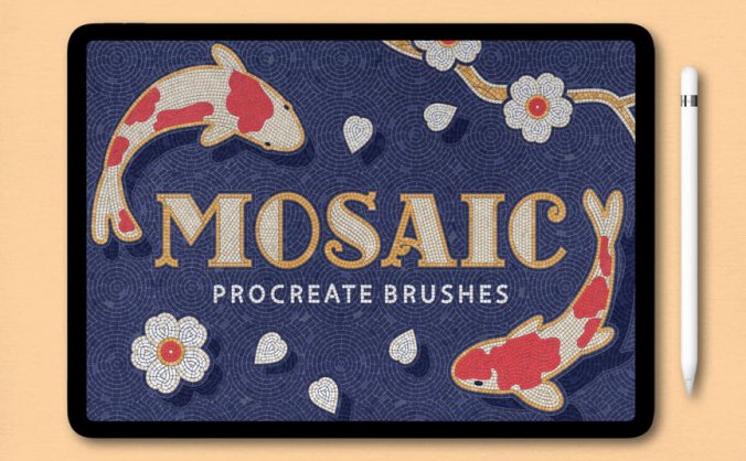 马赛克材质瓷砖Procreate画笔笔刷素材包