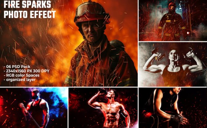 逼真的火花照片效果PSD源文件