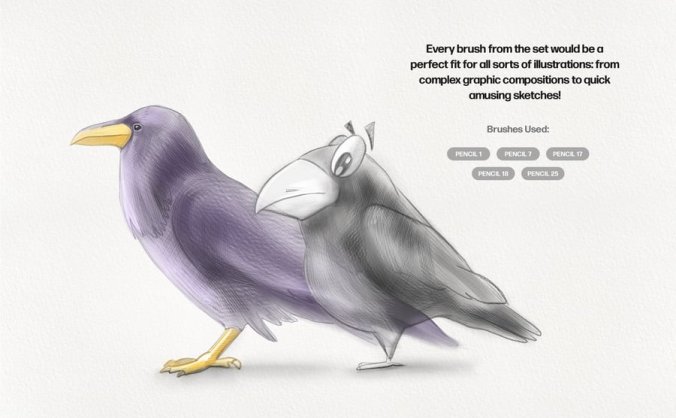 25个基本铅笔Procreate笔刷素材包