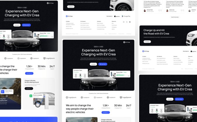 电动汽车充电站登陆页面UI界面素材