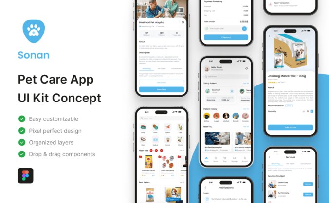 宠物护理主题应用APP UI KIT素材包