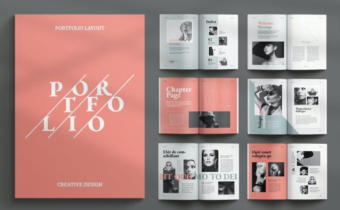 现代简洁风格作品集模板素材包