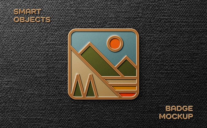 复古珐琅别针效果PSD样机素材