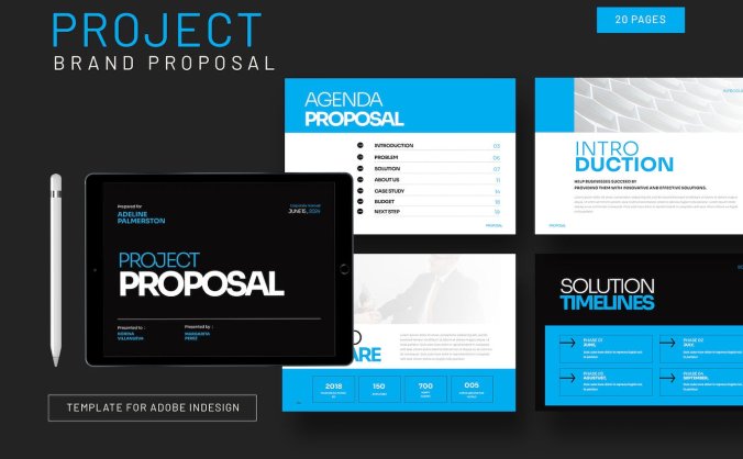 蓝黑色项目提案指南创意模板素材包