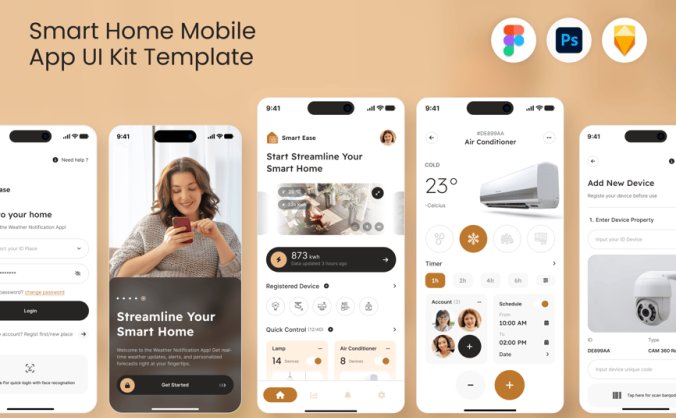 智能家居自动化移动应用APP UI KIT素材包