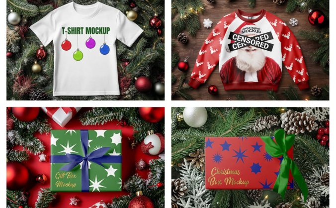 圣诞节元素模型PSD素材包