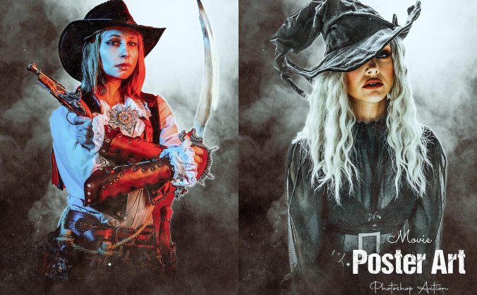 一键生成电影海报艺术Photoshop动作效果插件