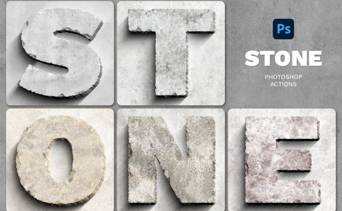 逼真的石头效果Photoshop动作