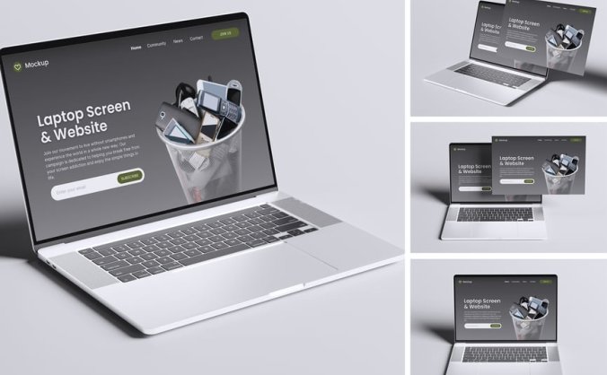 笔记本电脑屏幕PSD样机素材包