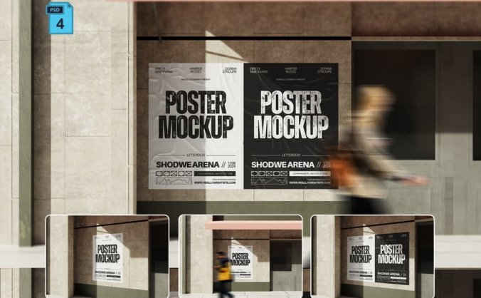 胶合海报PSD样机素材包
