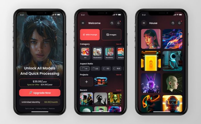 AI生成器移动应用APP UI KIT素材包