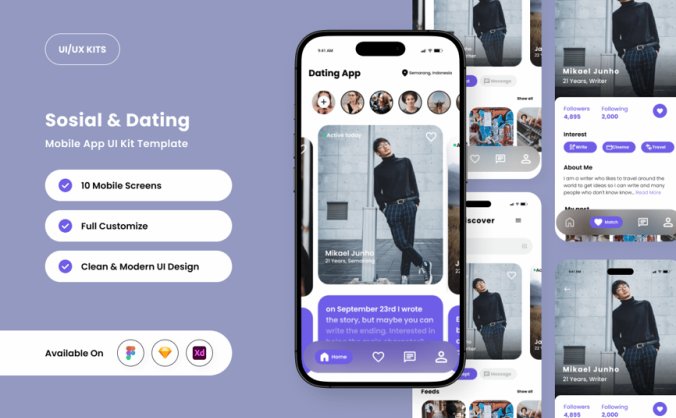 年轻的社交和约会应用APP UI KIT
