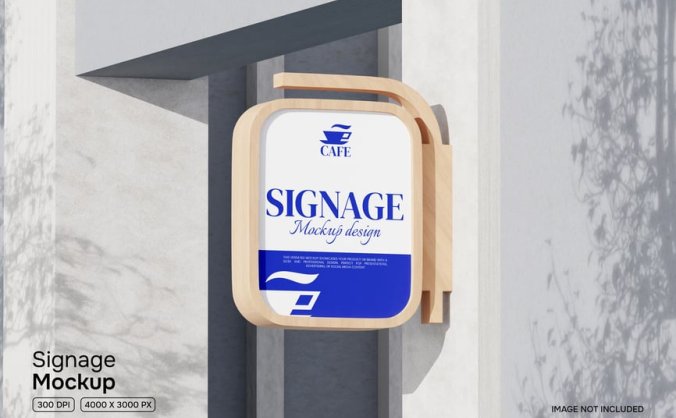 带阴影光影标牌PSD样机素材包