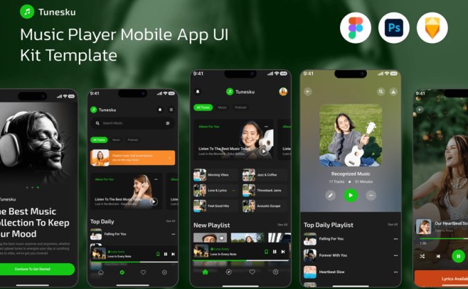 【专业级暗调美学】音乐播放器UI设计终极解决方案 – 适配iOS/Android双端的高效资源包