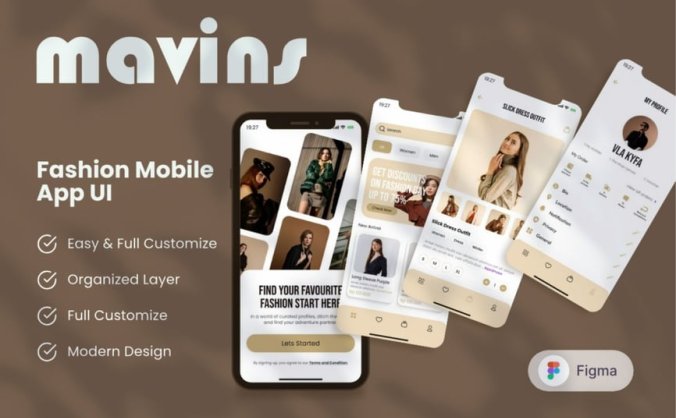 棕色时尚移动应用APP UI KIT素材包
