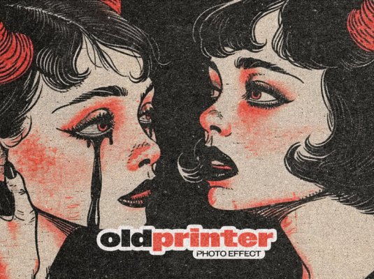 怀旧打印机照片效果PSD素材包
