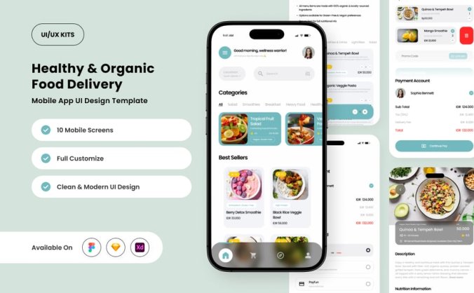 小清新风格食品菜谱UI设计模板APP UI KIT