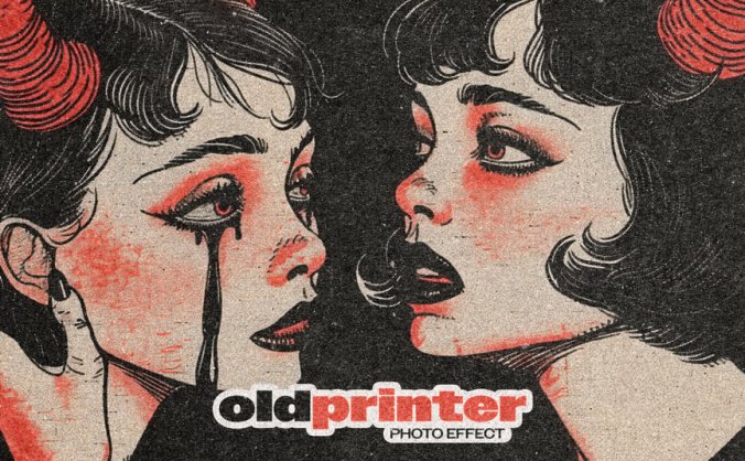 怀旧打印机照片效果PSD素材包