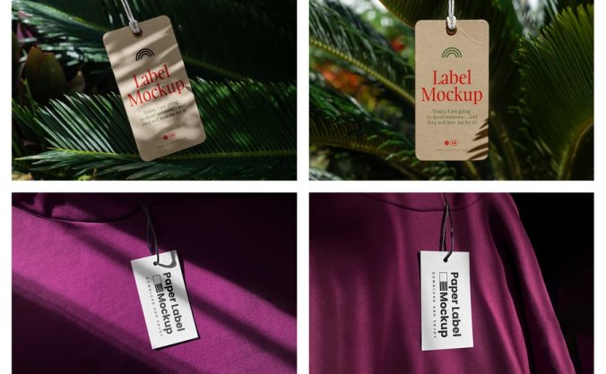 带光影时尚服装标签模型PSD样机素材包