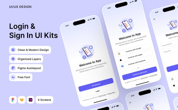 设计简洁现代的登录页UI界面素材包